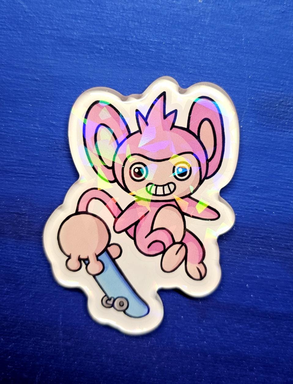 Shiny Holographic Aipom Skateboarder Magnet