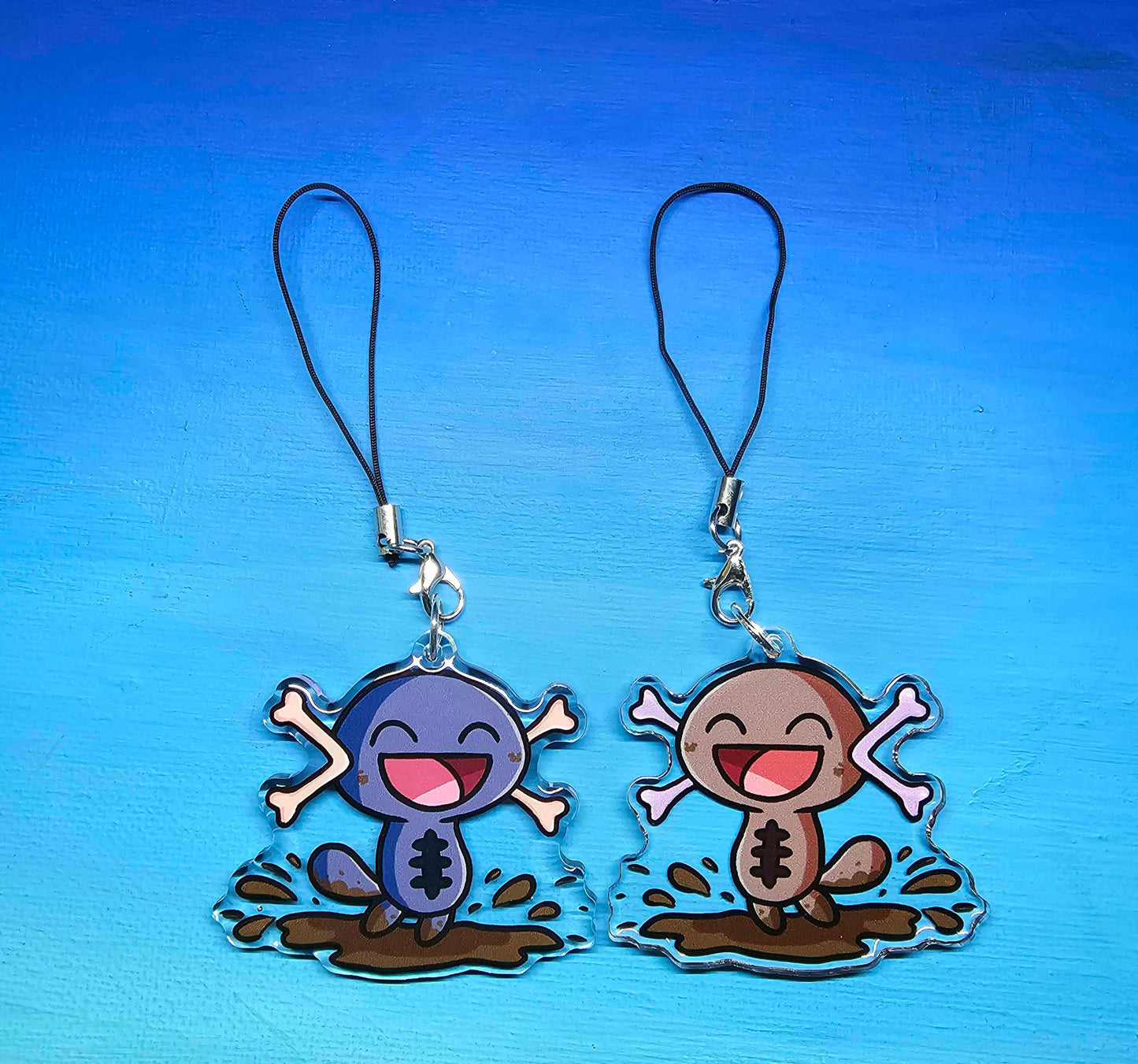 Double-Sided Paldean Wooper Splashing in Mud Charm