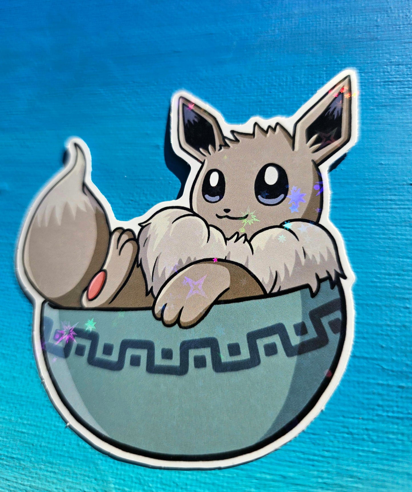 Shiny Holographic Eevee in a Bowl Sticker