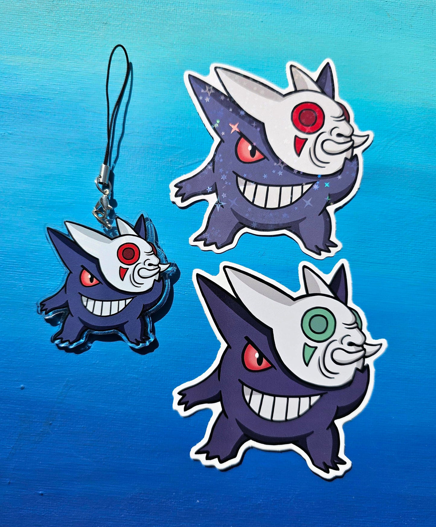 Double-Sided Gengar Kabuki Mask Charm