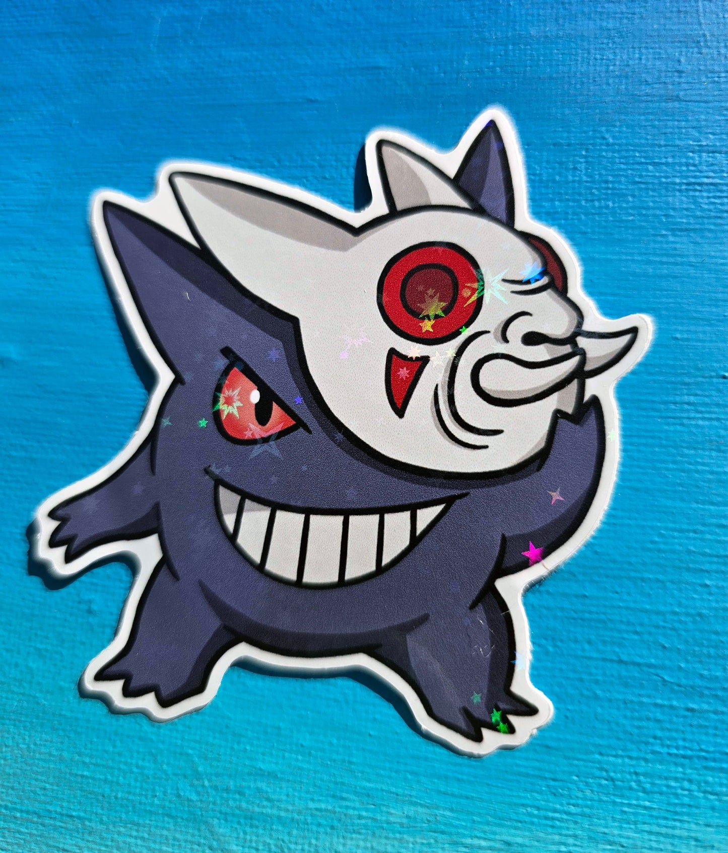 Shiny Holographic Gengar with Kabuki Mask Sticker