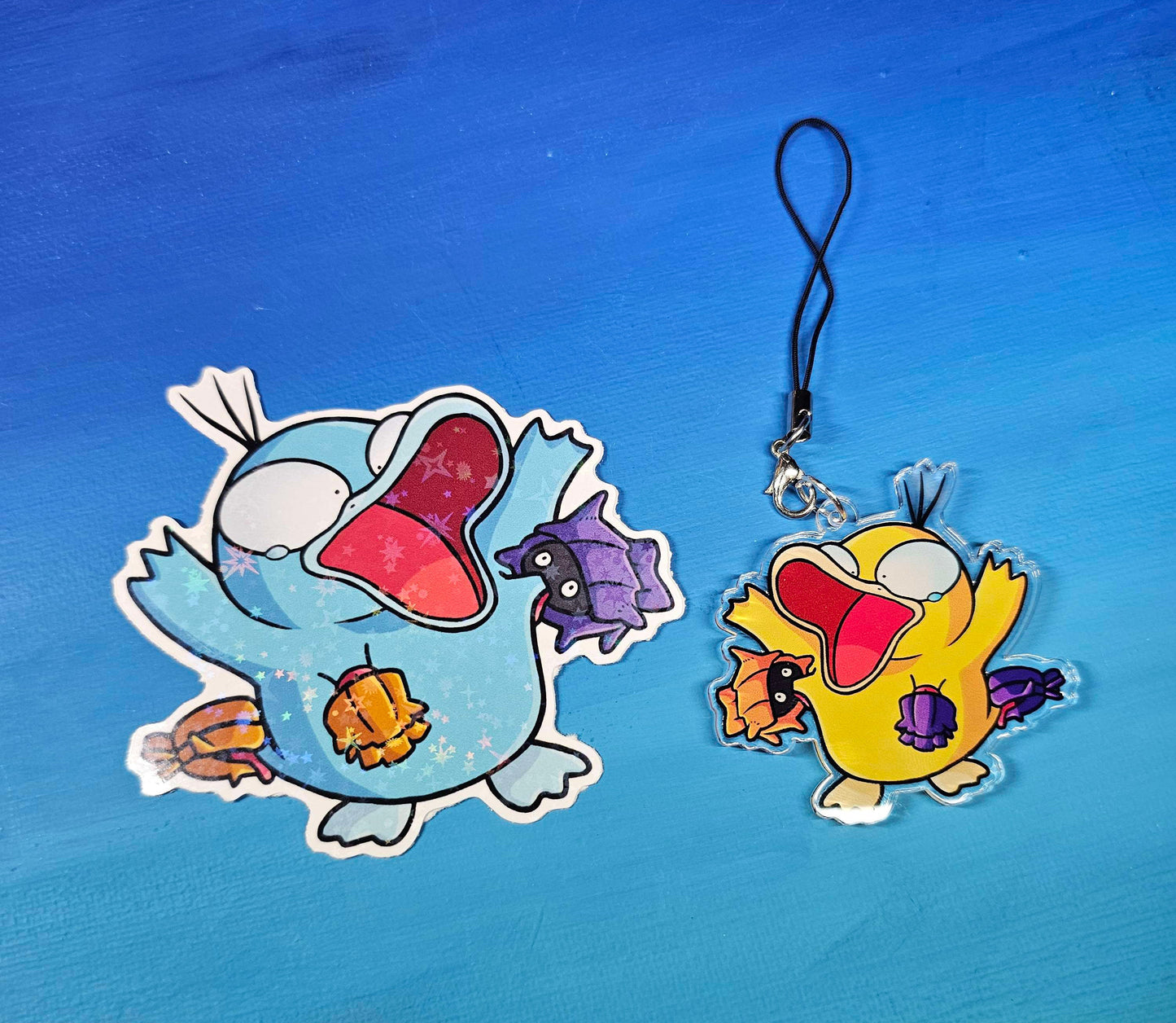 Double-Sided Psyduck Shellder Clamp Charm