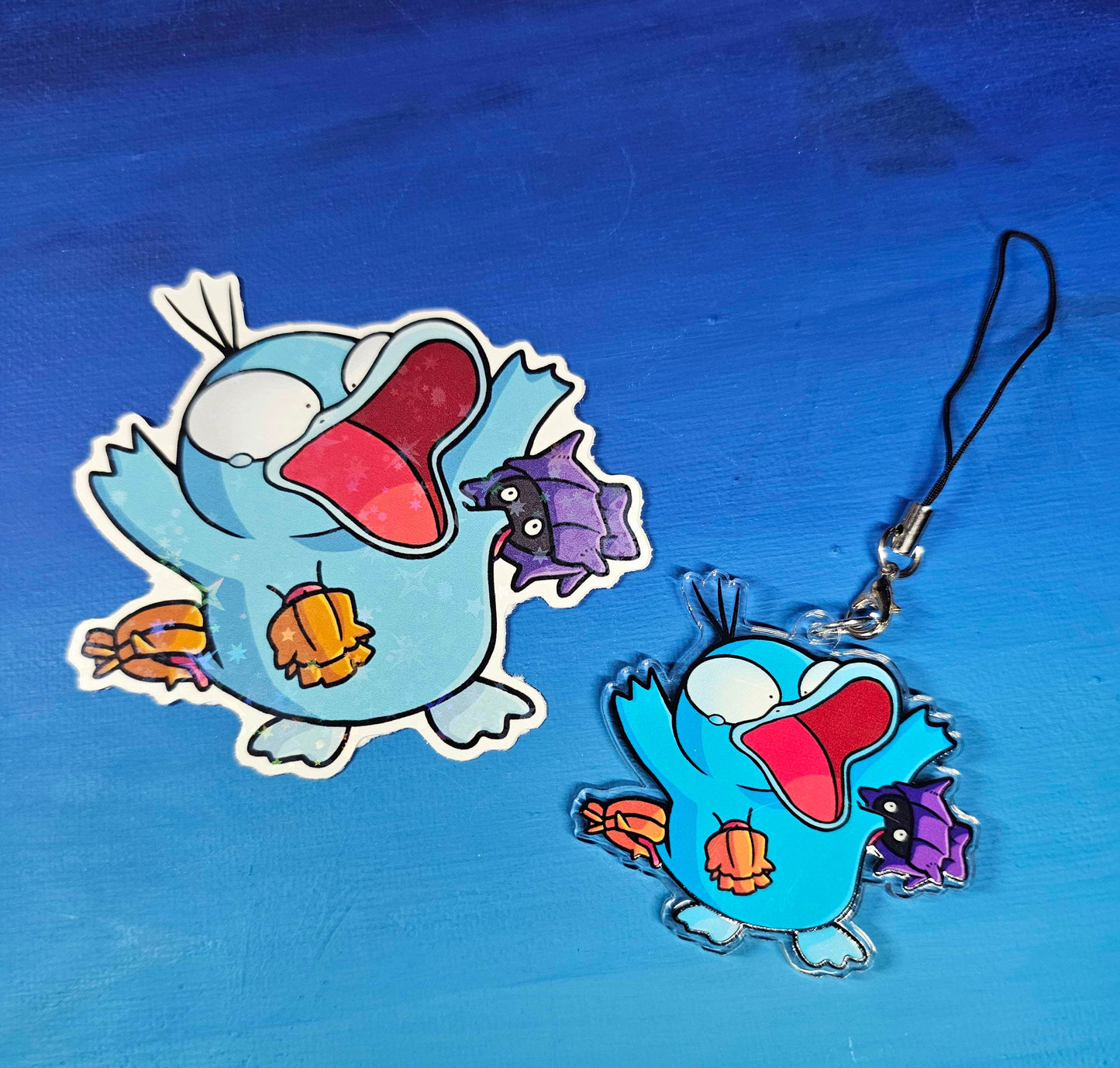 Shiny Holographic Psyduck Shellder Clamp Sticker