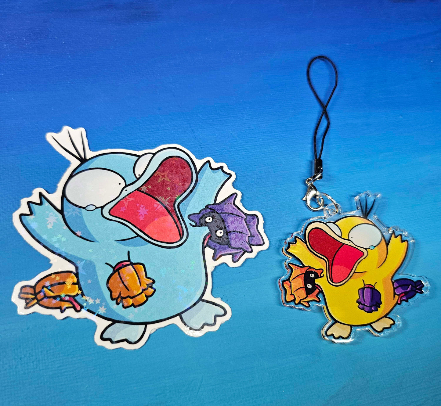 Double-Sided Psyduck Shellder Clamp Charm