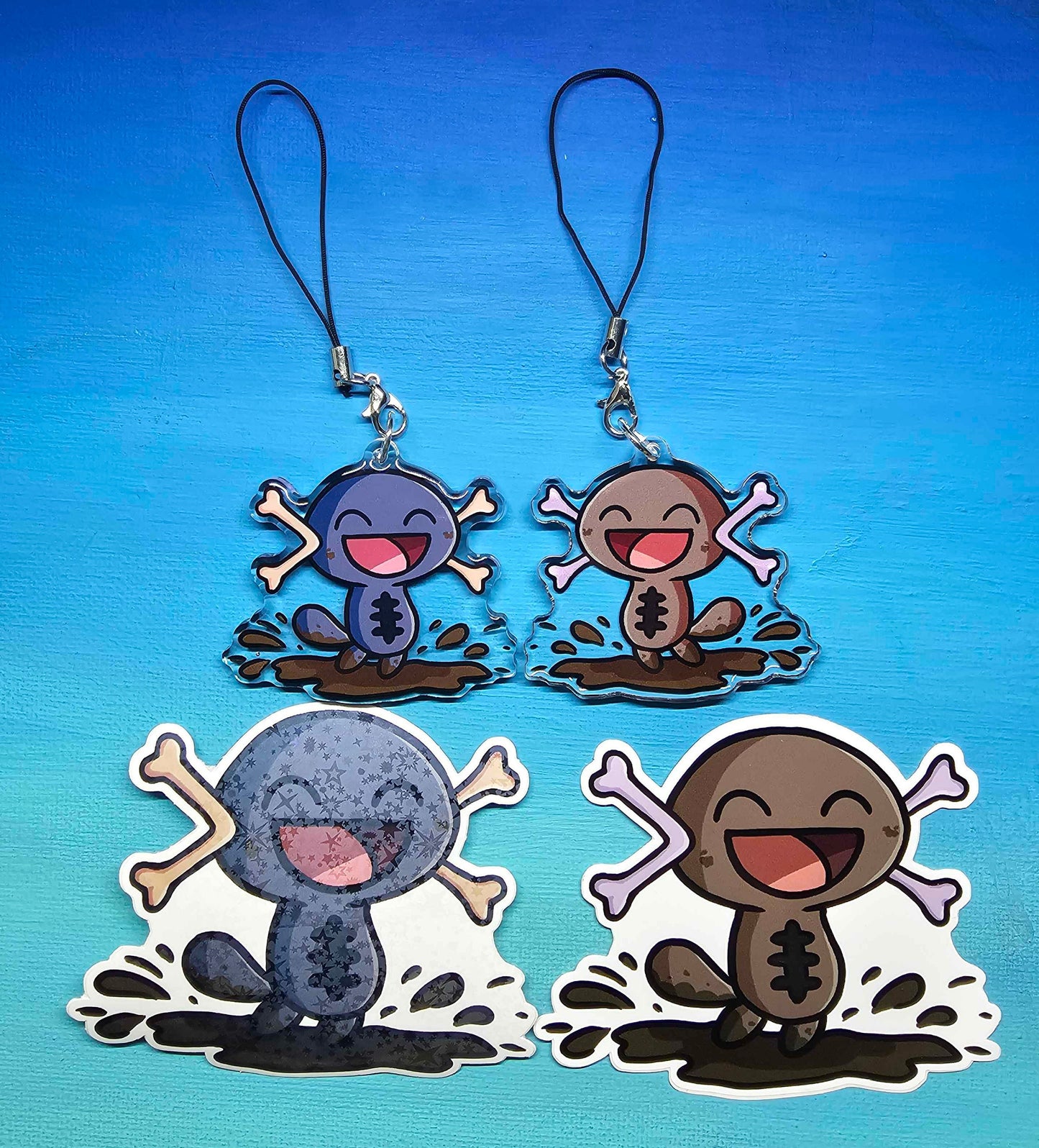 Double-Sided Paldean Wooper Splashing in Mud Charm