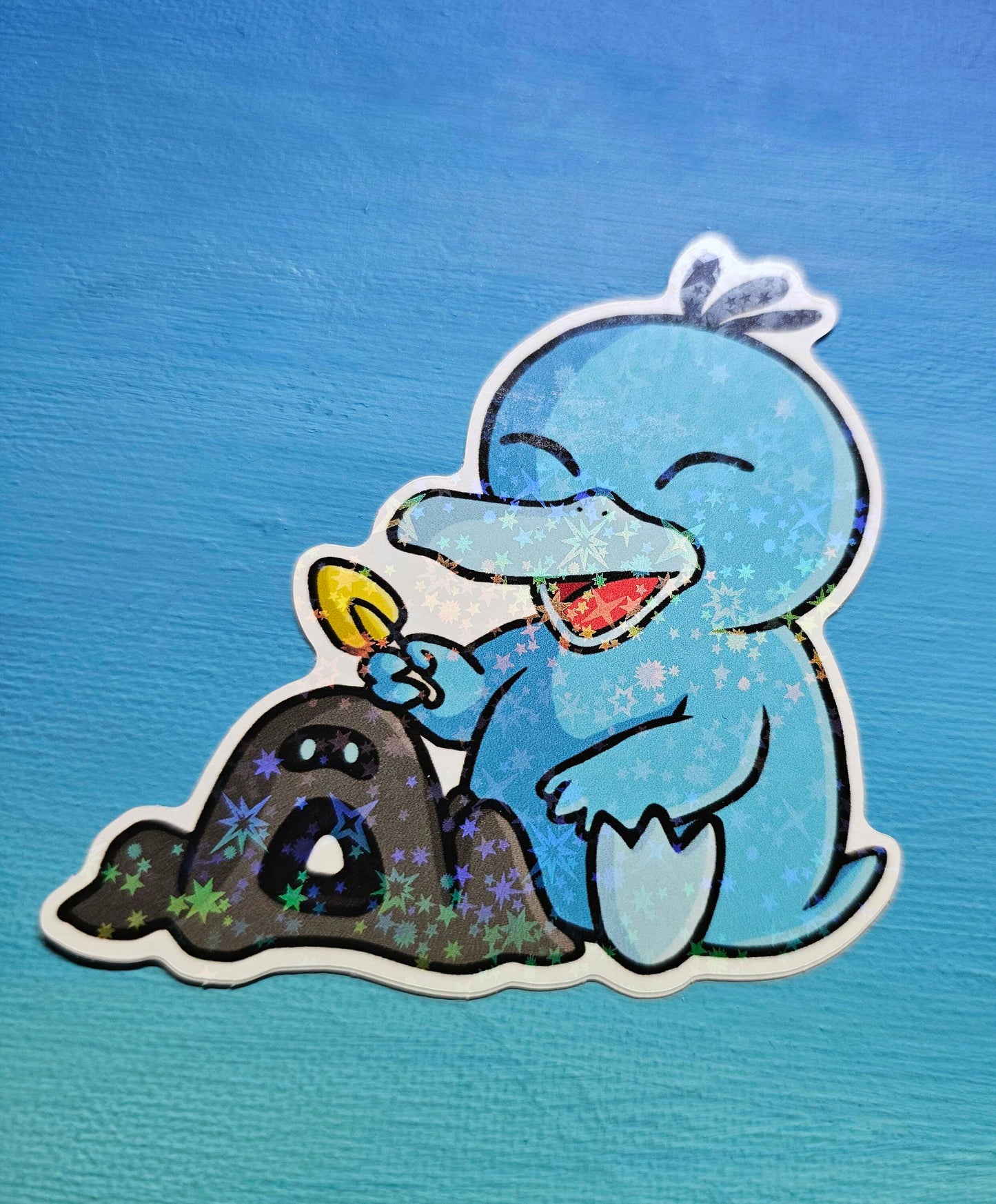 Shiny Holographic Psyduck Sandcastle Sticker