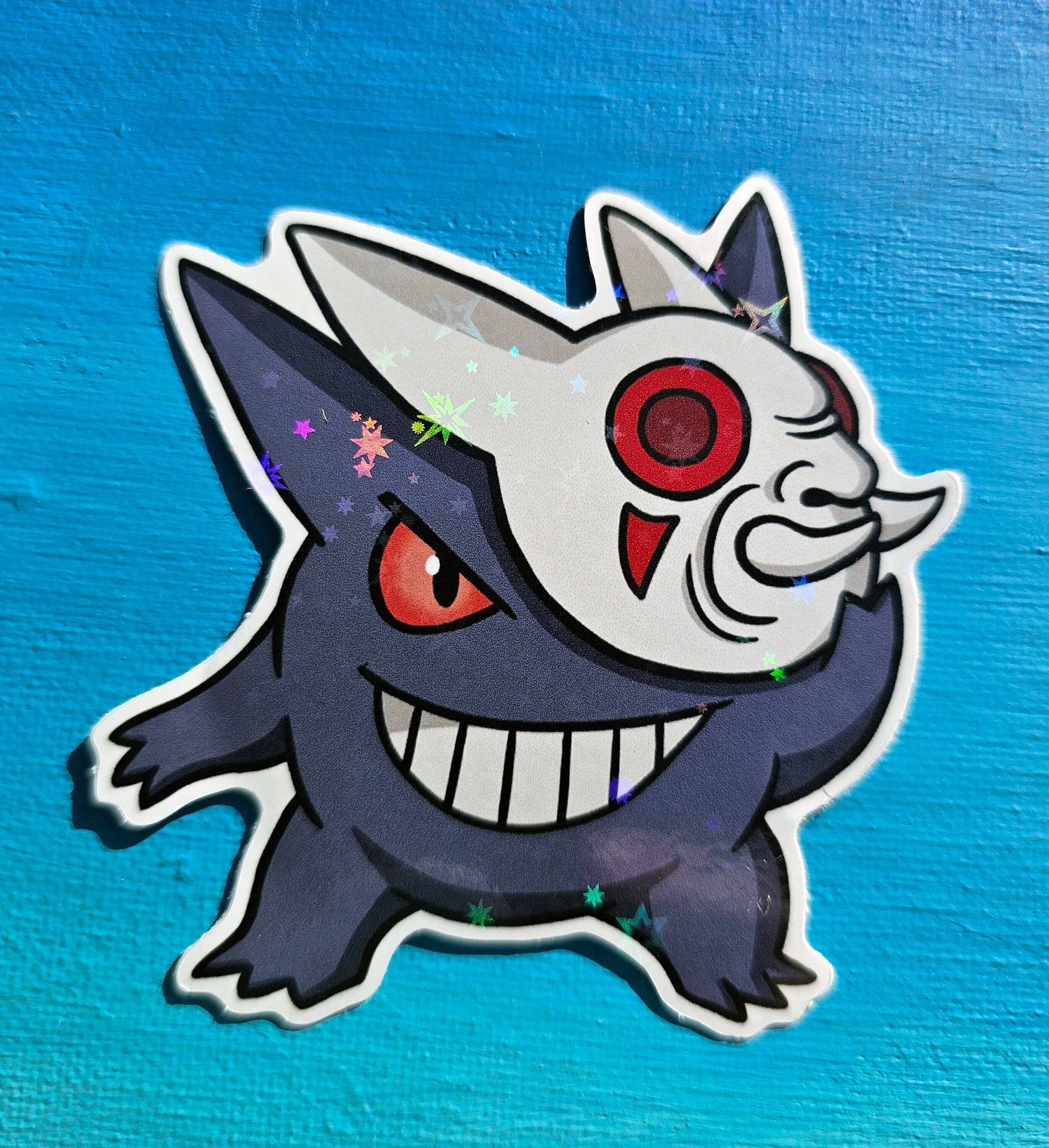 Shiny Holographic Gengar with Kabuki Mask Sticker