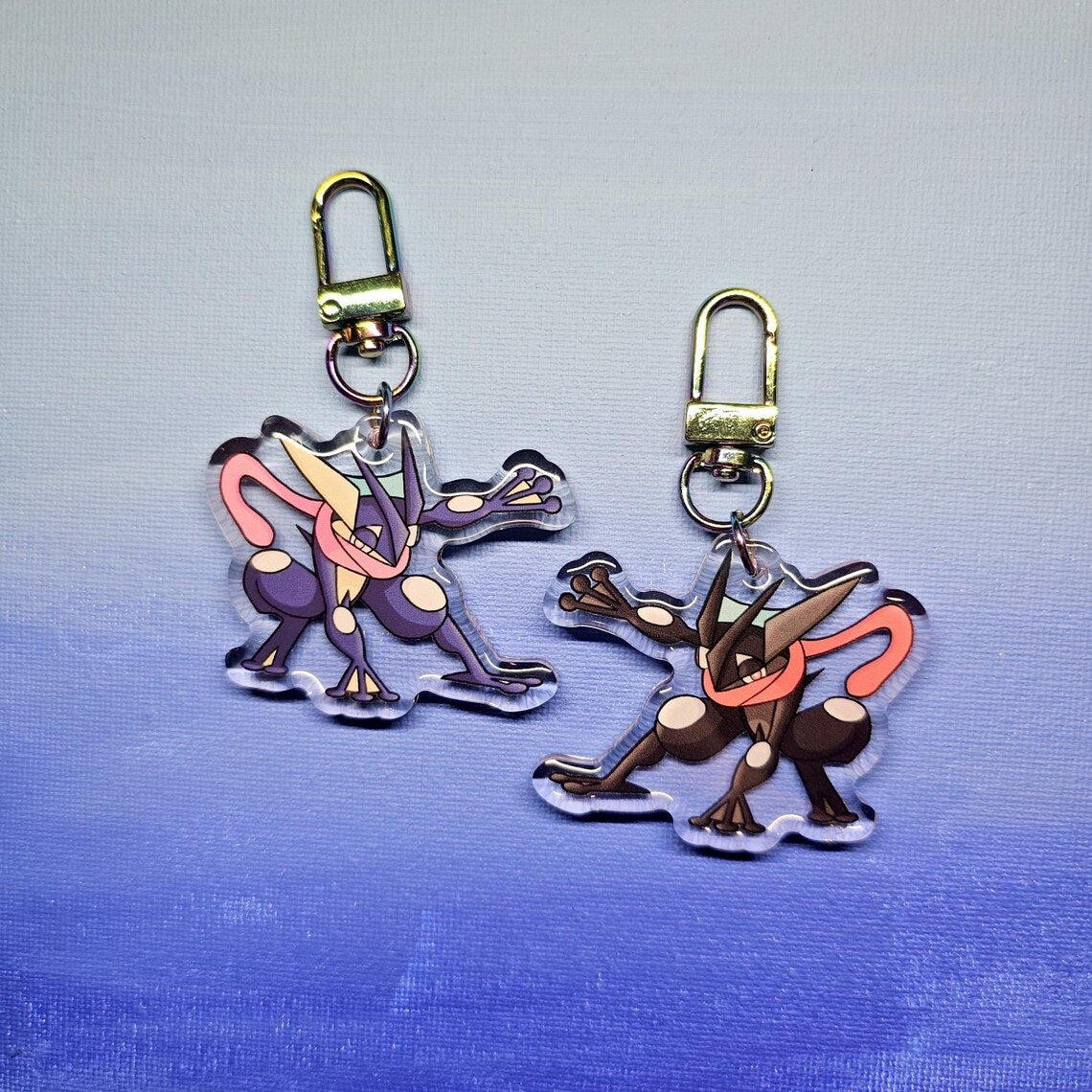 Double-Sided Acrylic Epoxy Greninja "Superhero" Pose Charm (2")