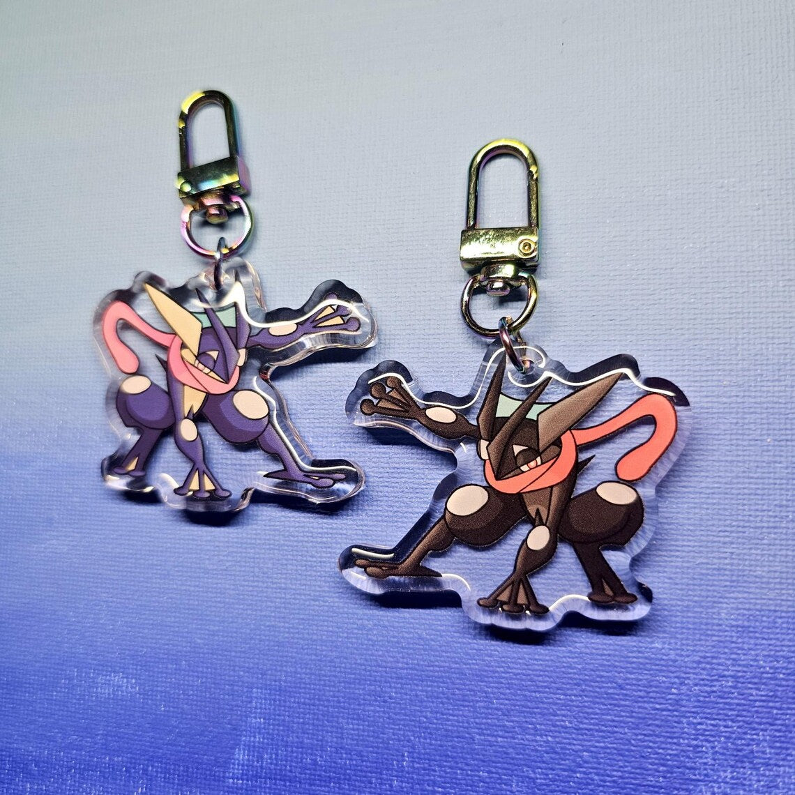 Double-Sided Acrylic Epoxy Greninja "Superhero" Pose Charm (2")