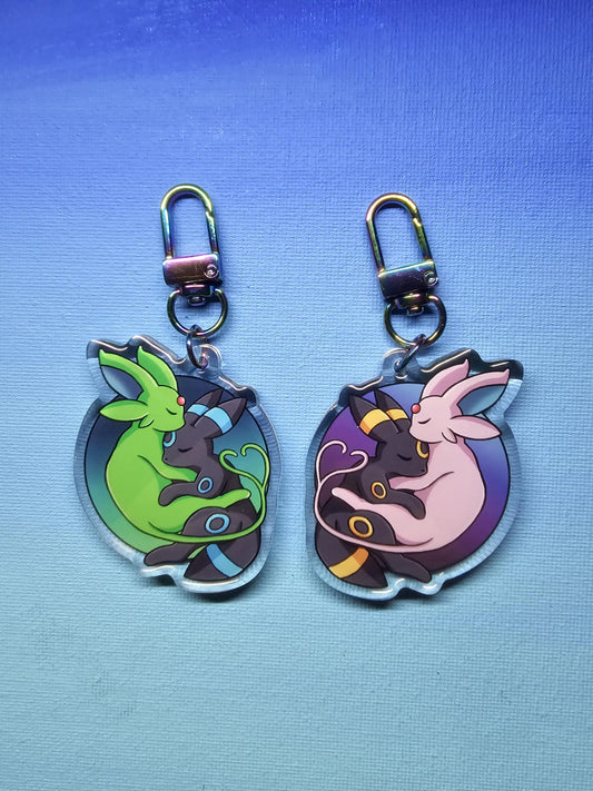 Double-Sided Espeon Umbreon Cuddling Charm