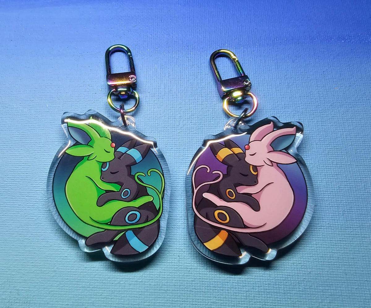 Double-Sided Espeon Umbreon Cuddling Charm